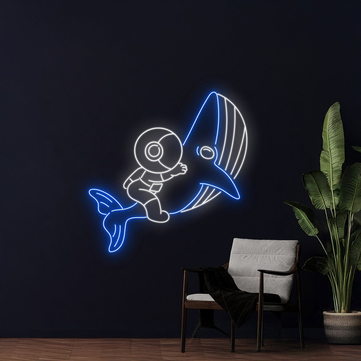 Astronaut Riding Whale Neon Sign