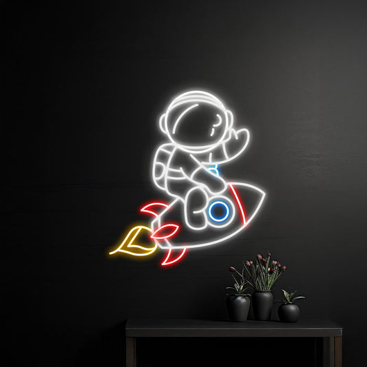 Astronaut Rocket Neon Sign Room Wall Decor