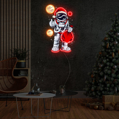 Astronaut Santa Christmas Neon Acrylic Artwork | Shineneon