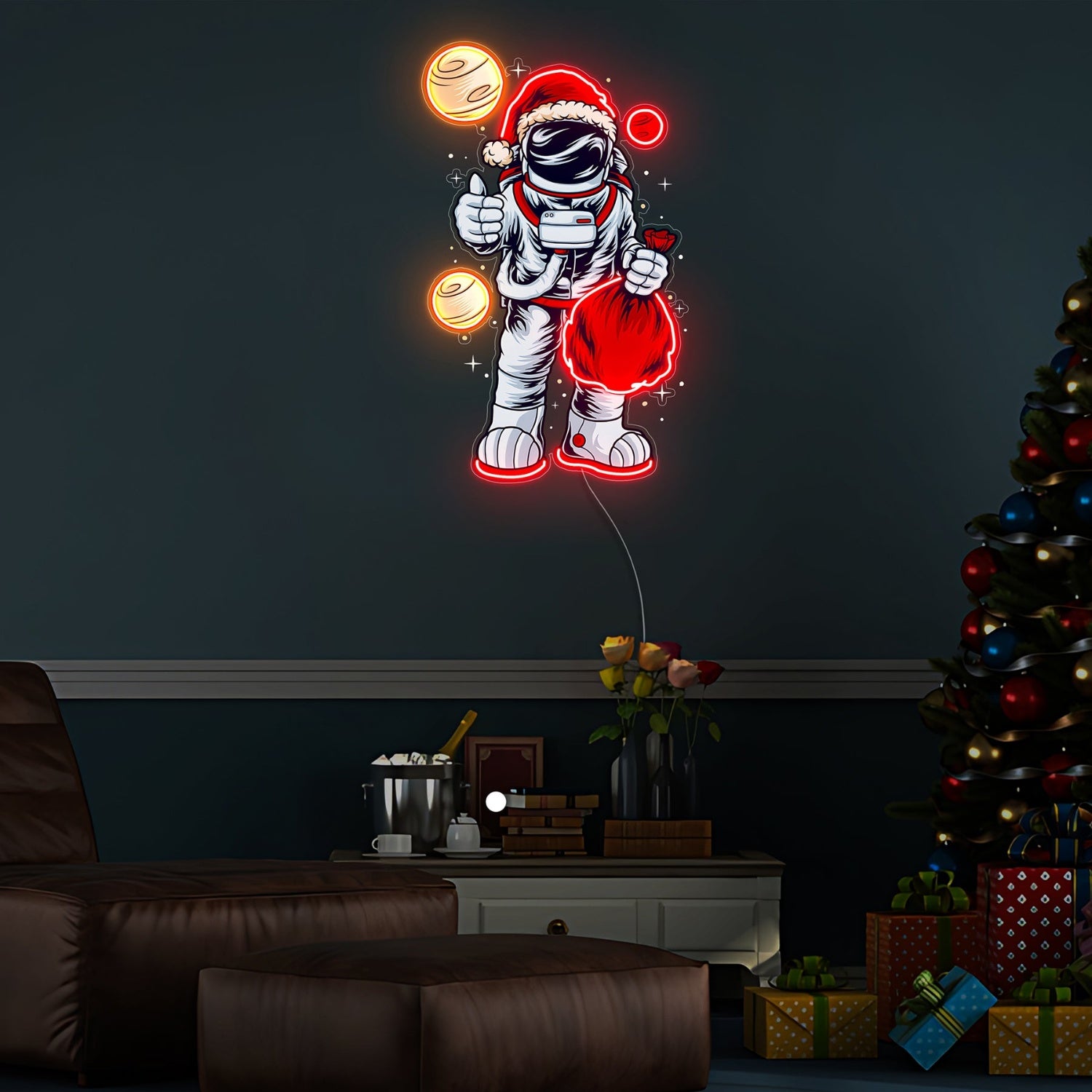 Astronaut Santa Christmas Neon Acrylic Artwork | Shineneon