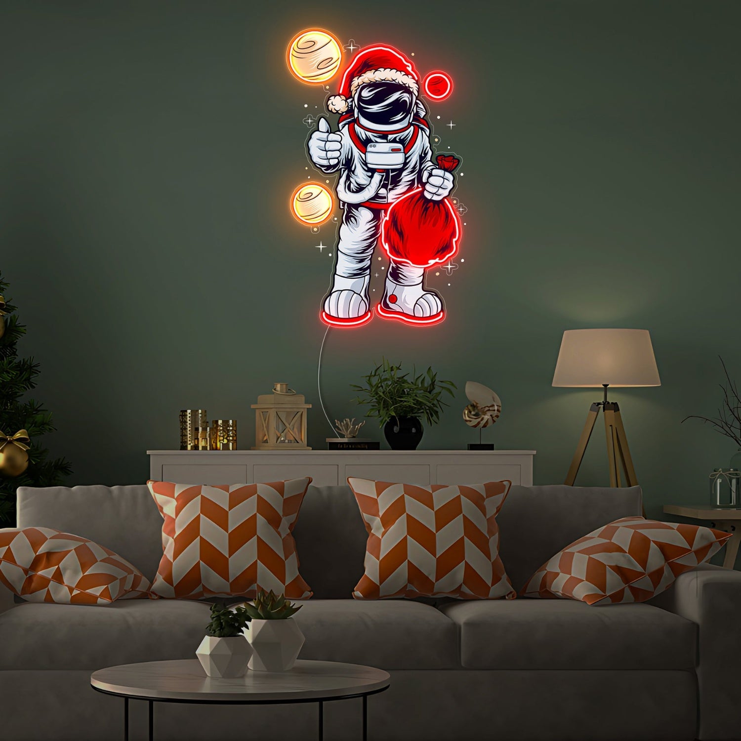 Astronaut Santa Christmas Neon Acrylic Artwork | Shineneon