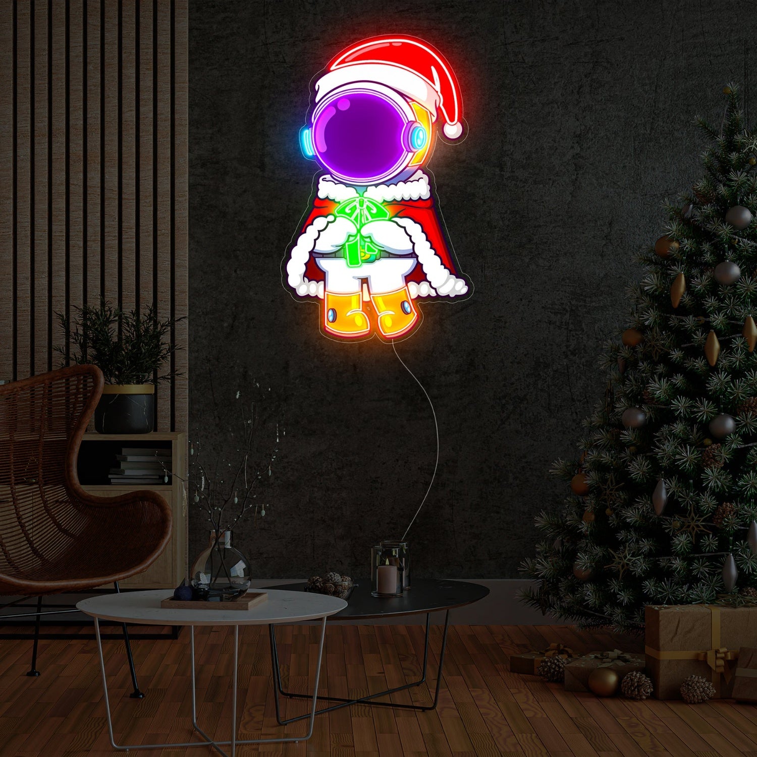 Astronaut Santa Christmas Neon Acrylic Artwork Decor | Shineneon