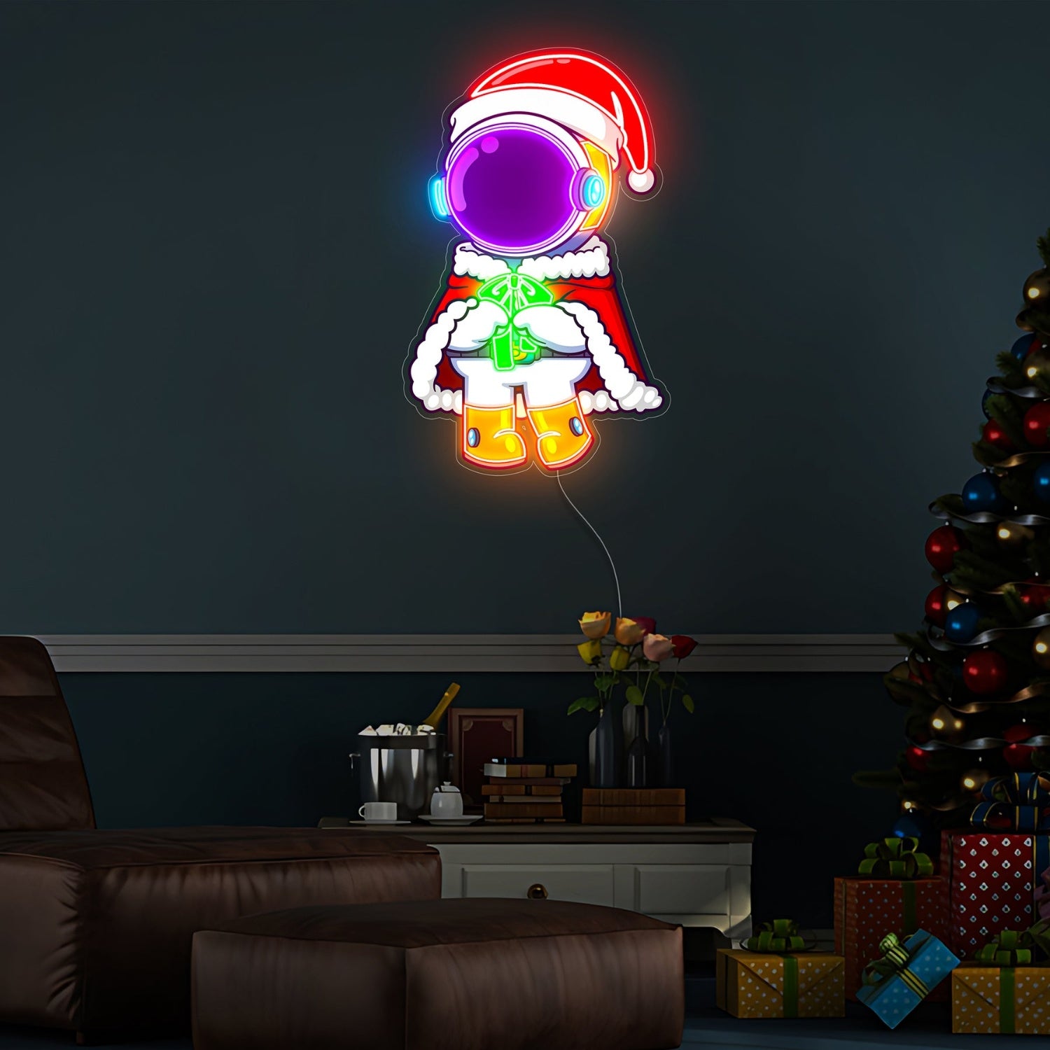 Astronaut Santa Christmas Neon Acrylic Artwork Decor | Shineneon