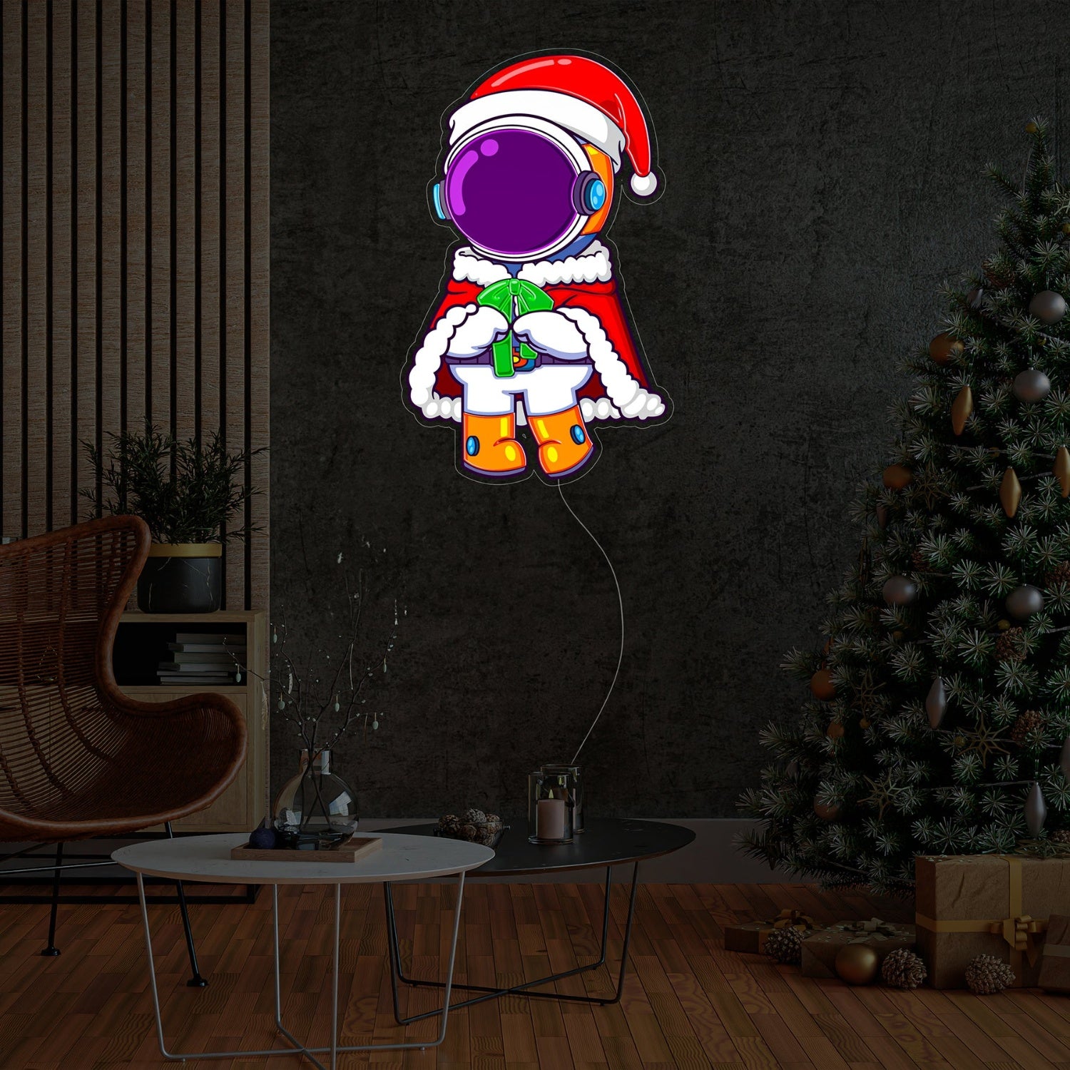 Astronaut Santa Christmas Neon Acrylic Artwork Decor | Shineneon
