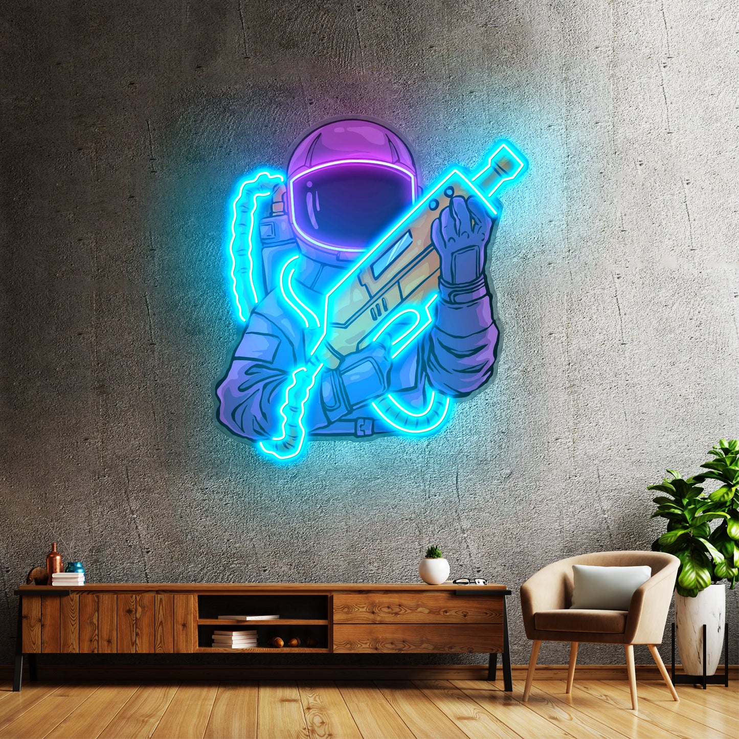 Astronaut Sight Gun Head Led Neon Sign Light Custom Led Signs