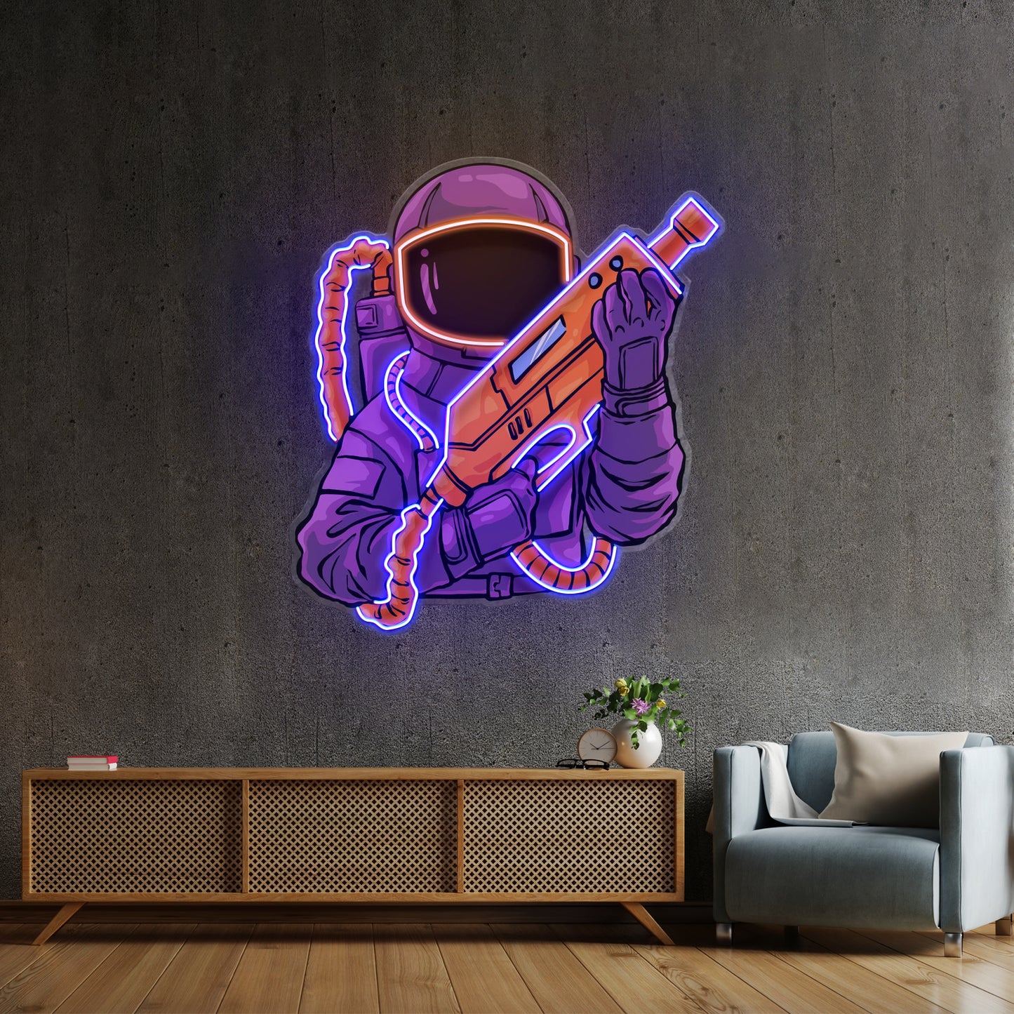 Astronaut Sight Gun Head Led Neon Sign Light Custom Led Signs