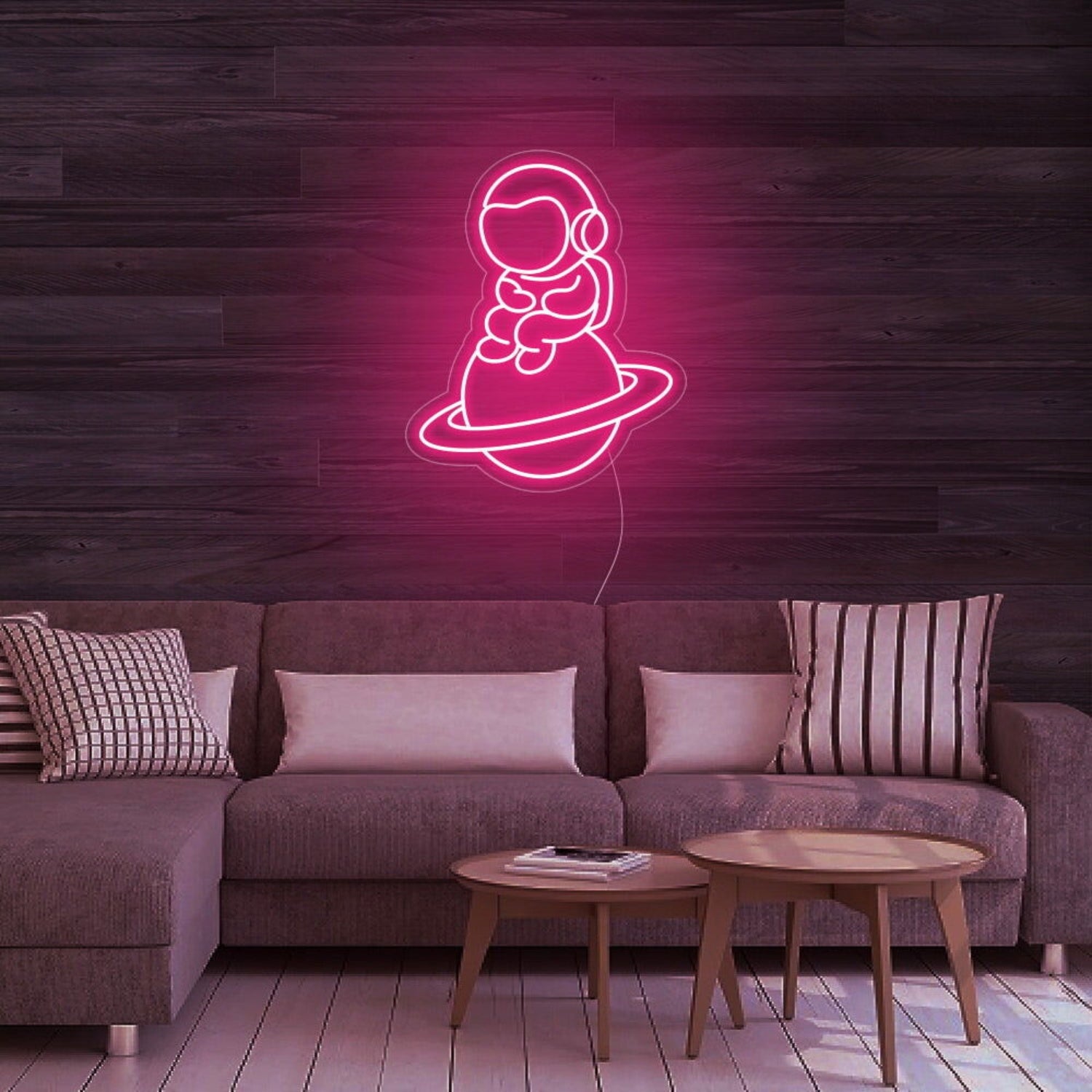 Astronaut Sitting On Planet Led Neon Sign For Space Enthusiasts | Shineneon