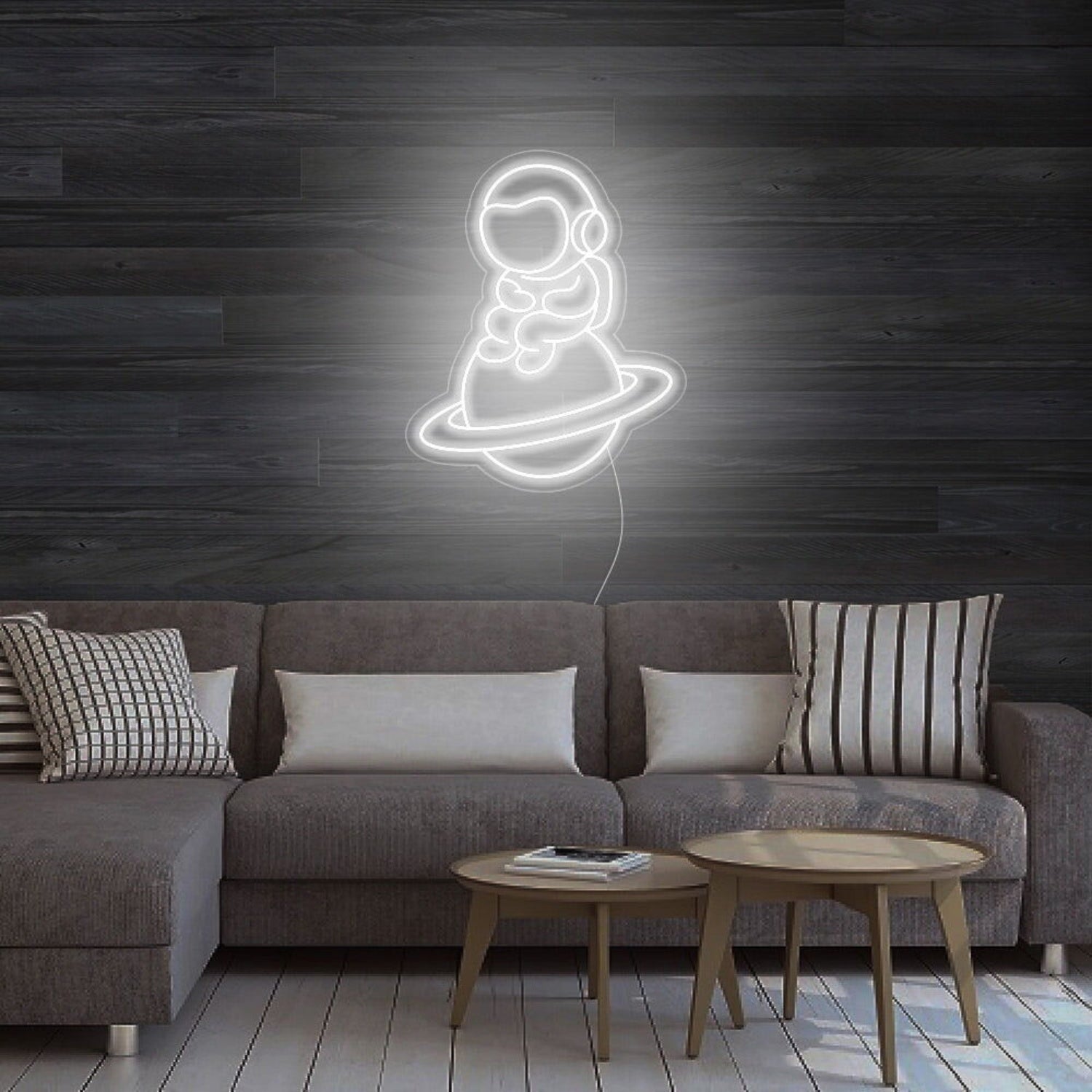 Astronaut Sitting On Planet Led Neon Sign For Space Enthusiasts | Shineneon