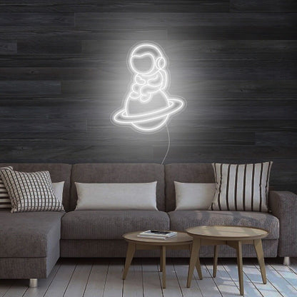 Astronaut Sitting On Planet Led Neon Sign For Space Enthusiasts | Shineneon