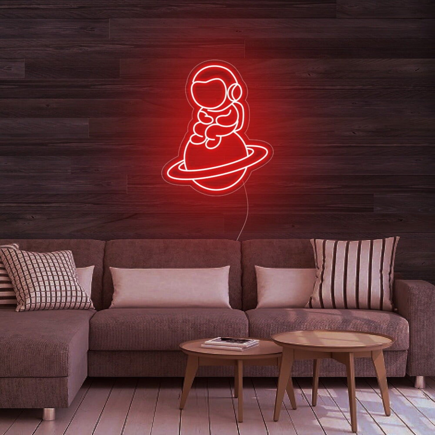 Astronaut Sitting On Planet Led Neon Sign For Space Enthusiasts | Shineneon