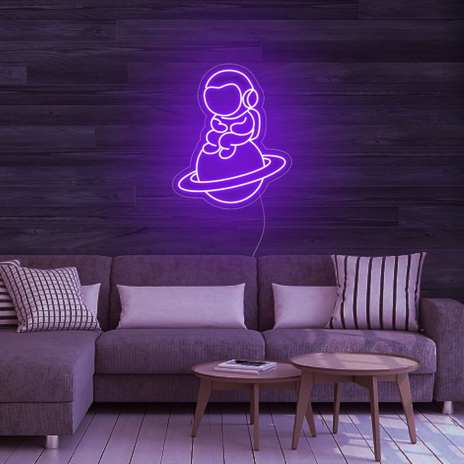 Astronaut Sitting On Planet Led Neon Sign For Space Enthusiasts | Shineneon
