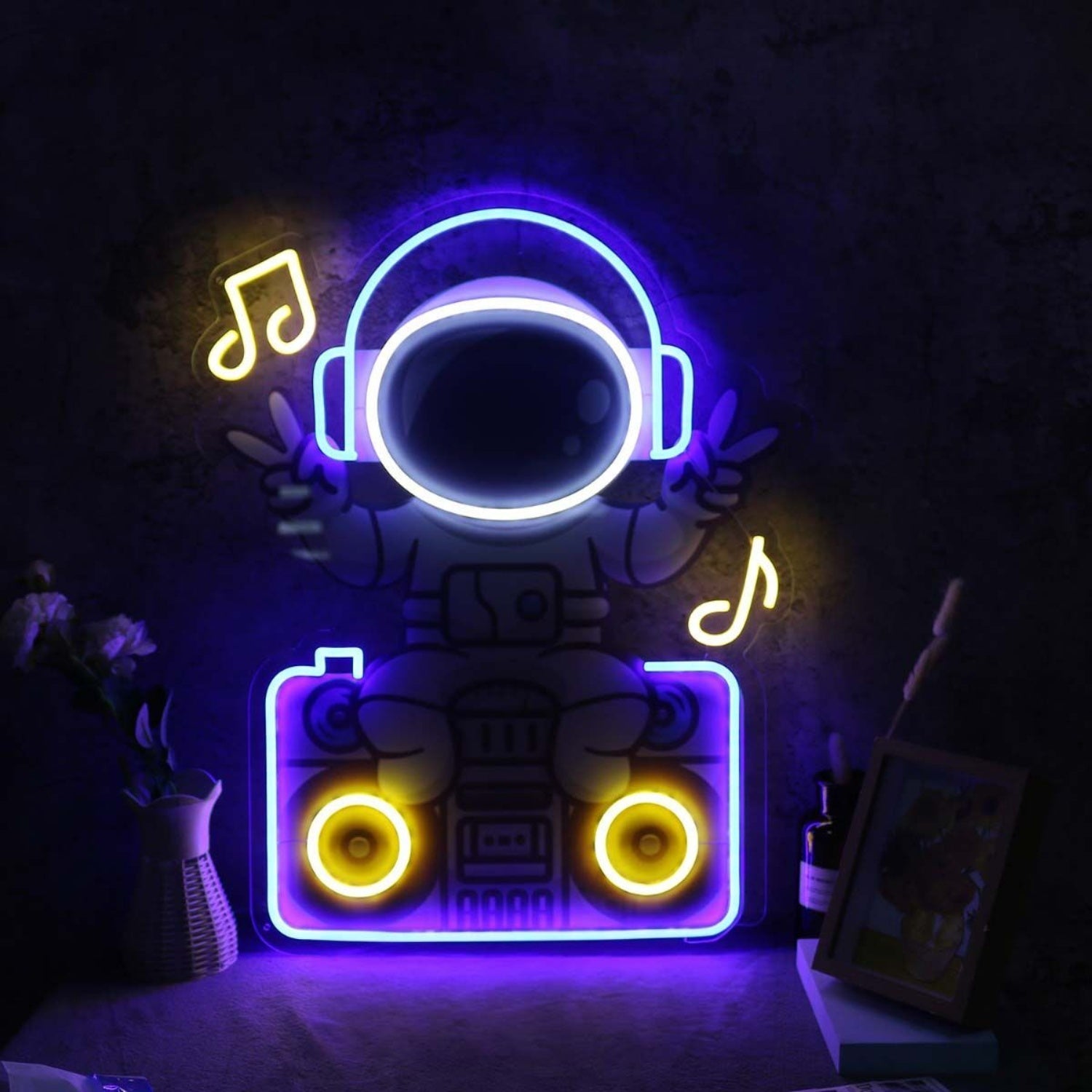 Astronaut Sitting On The Radio Custom Led Neon Sign - Shineneon