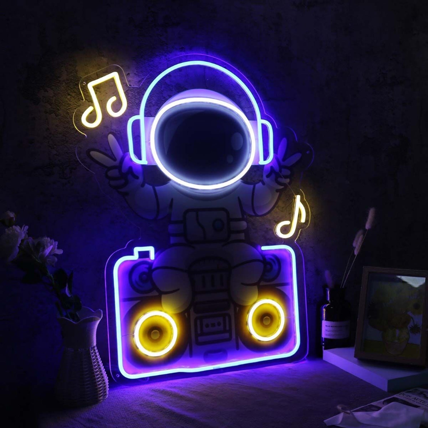 Astronaut Sitting On The Radio Custom Led Neon Sign - Shineneon