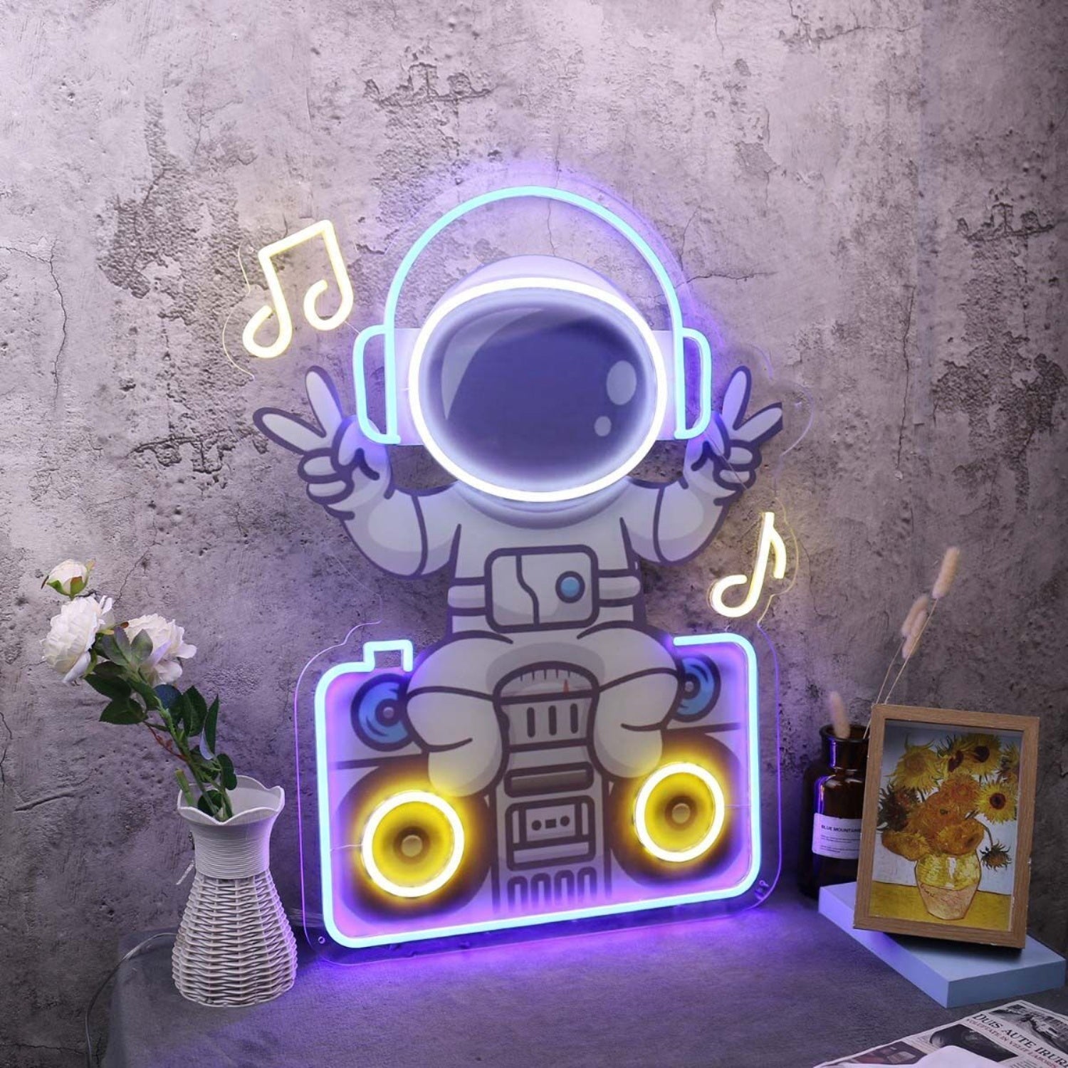 Astronaut Sitting On The Radio Custom Led Neon Sign - Shineneon