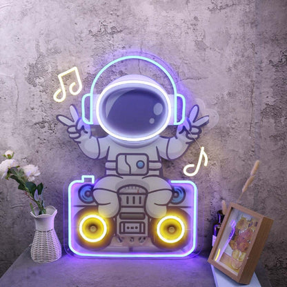 Astronaut Sitting On The Radio Custom Led Neon Sign - Shineneon