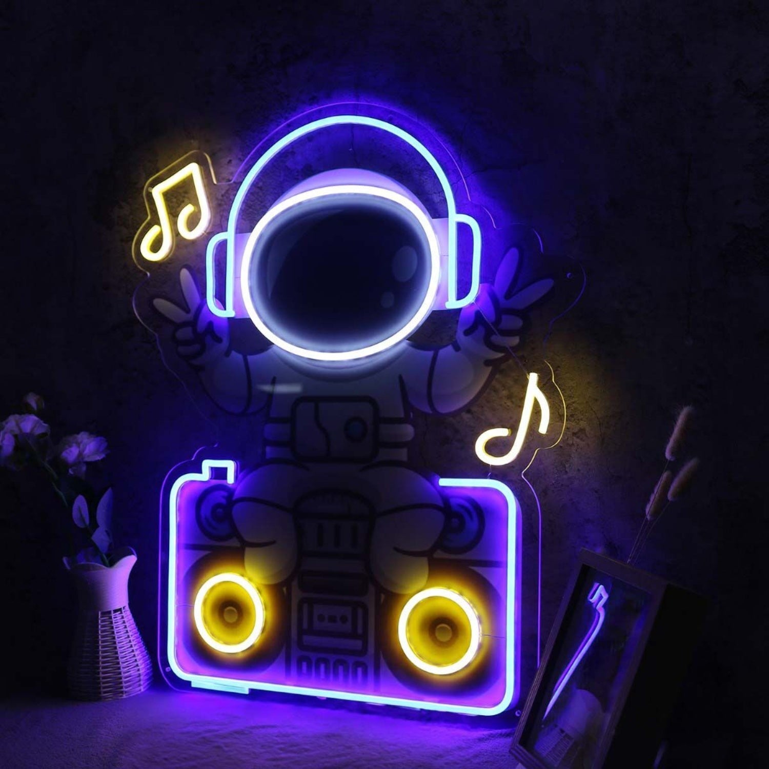Astronaut Sitting On The Radio Custom Led Neon Sign - Shineneon