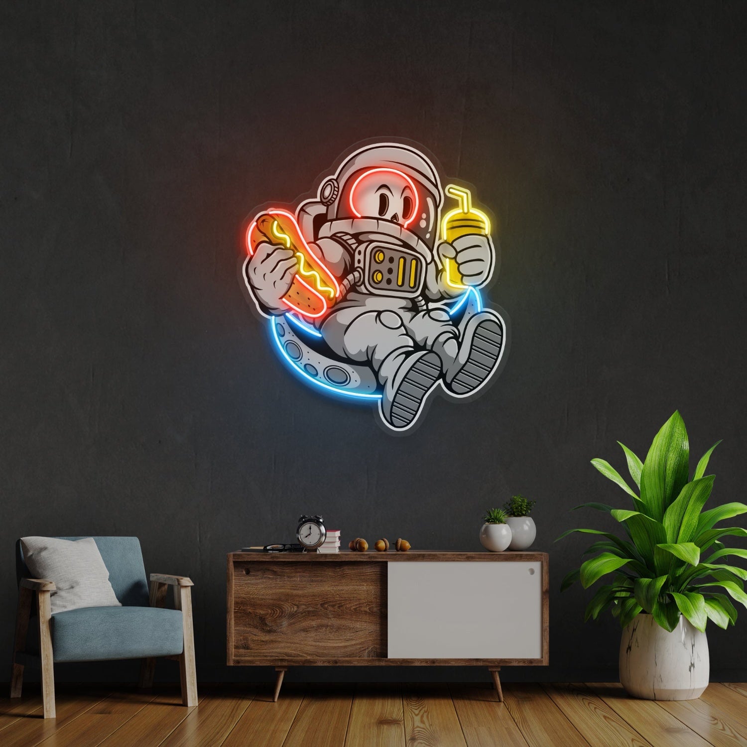 Astronaut Skull Hotdog Acrylic Artwork Led Neon Sign | Shineneon