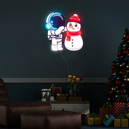 Astronaut Snowman Christmas Neon Acrylic Artwork | Shineneon