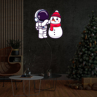 Astronaut Snowman Christmas Neon Acrylic Artwork | Shineneon