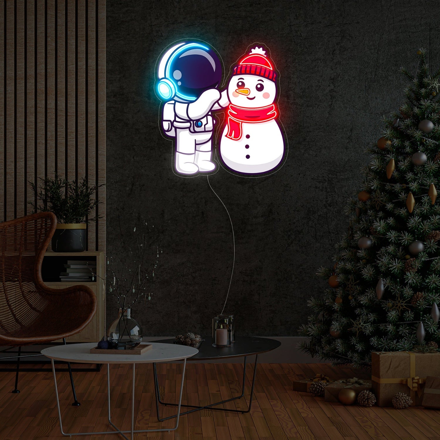 Astronaut Snowman Christmas Neon Acrylic Artwork | Shineneon