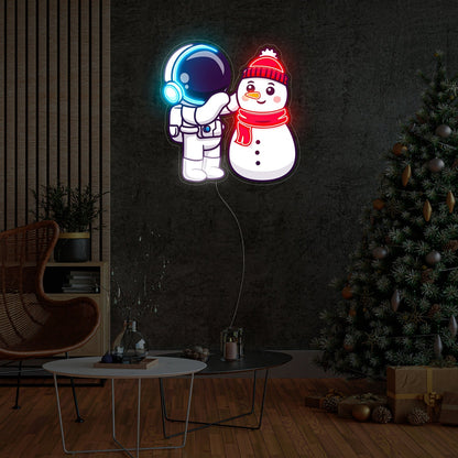 Astronaut Snowman Christmas Neon Acrylic Artwork | Shineneon