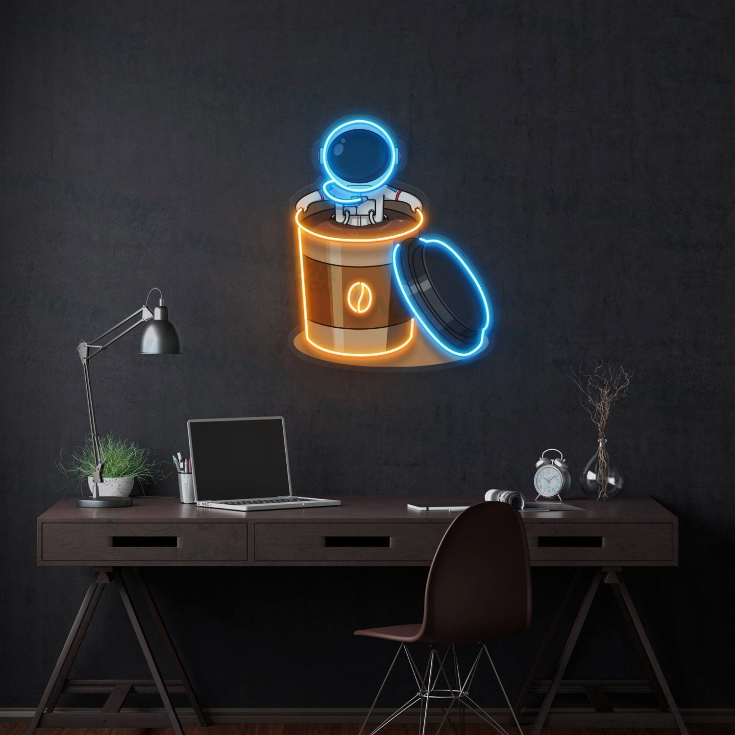 Astronaut Soaking Coffee Cup Led Uv Led Neon Sign Wall Decor - Shineneon