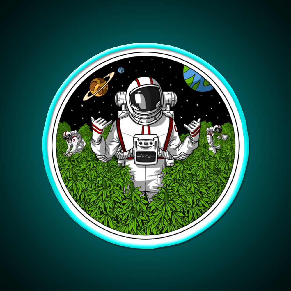 Astronaut Stoner Hemp Inspired Green Leaf Led Neon Sign Rgb Color - Size and dimension reference