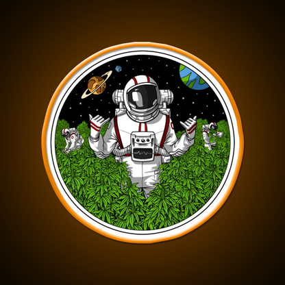 Astronaut Stoner Hemp Inspired Green Leaf Led Neon Sign Rgb Color - LED neon sign view 6