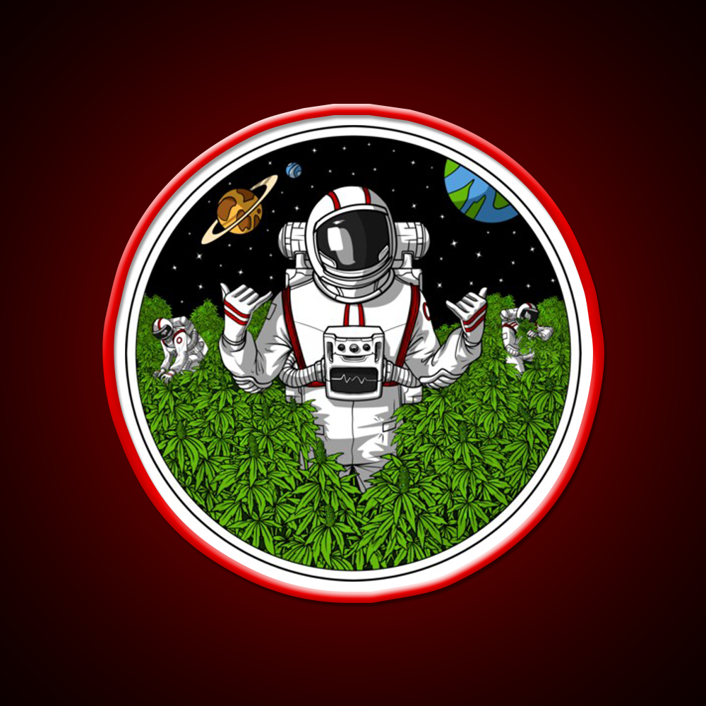 Astronaut Stoner Hemp Inspired Green Leaf Led Neon Sign Rgb Color - LED neon sign view 10