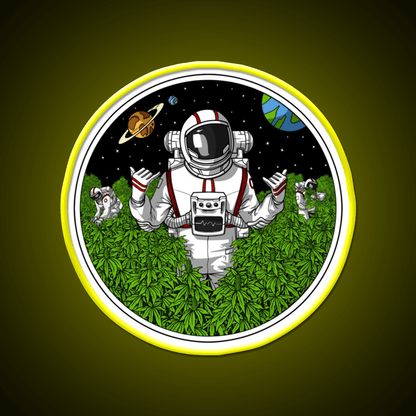 Astronaut Stoner Hemp Inspired Green Leaf Led Neon Sign Rgb Color - Shineneon