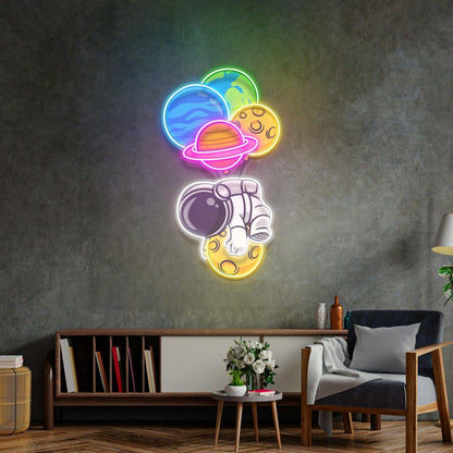 Astronaut Tiger Planet Uv Printed Led Neon Sign Home Decor | Shineneon