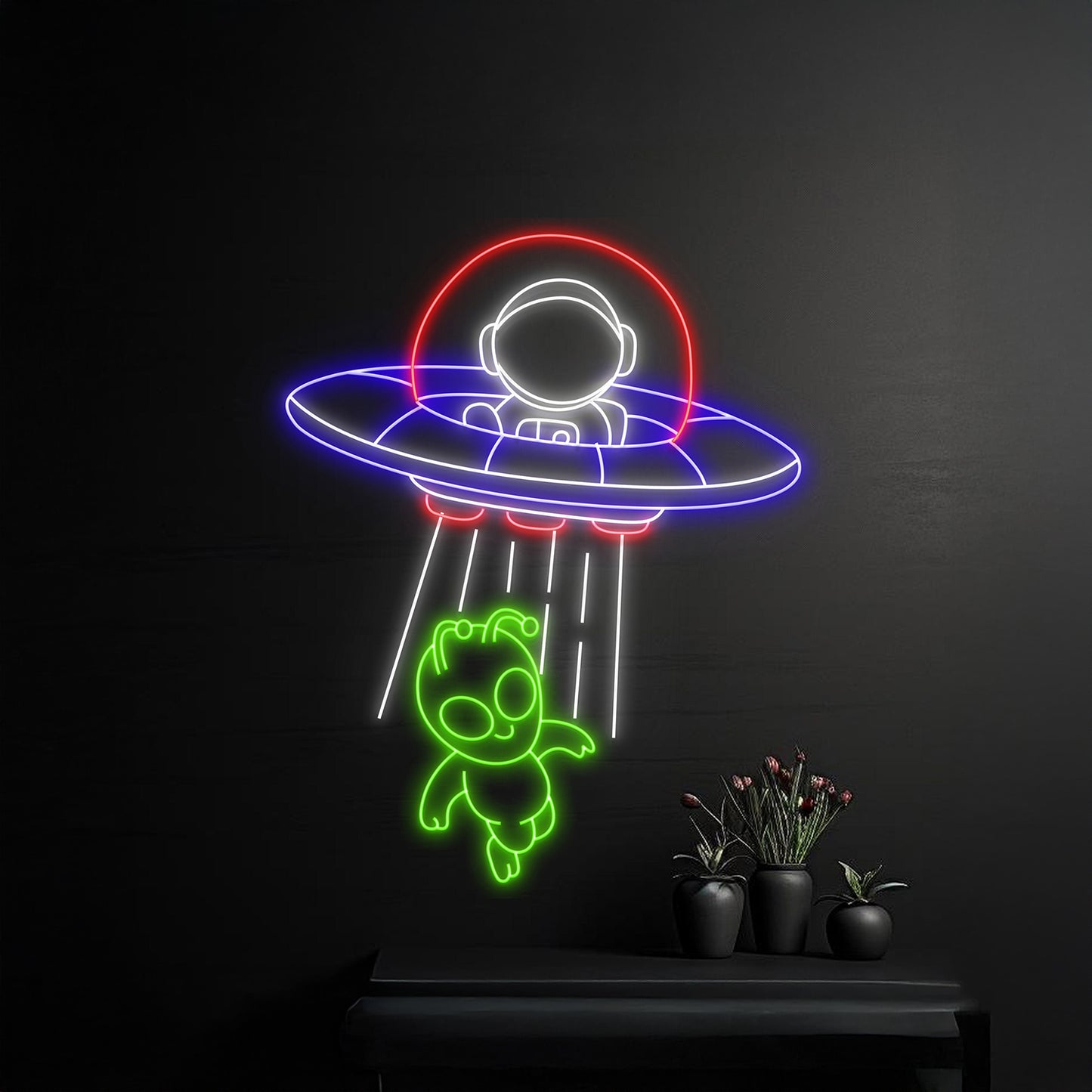 Astronaut Ufo Abduction Alien Neon Sign