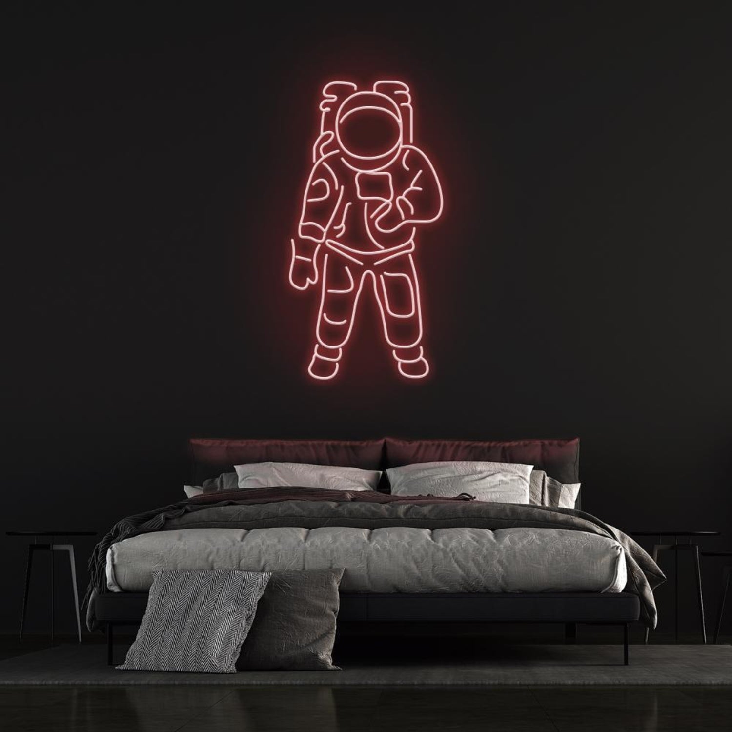 Astronaut White-Blue Led Neon Sign For Space-Themed Rooms Cafes | Shineneon