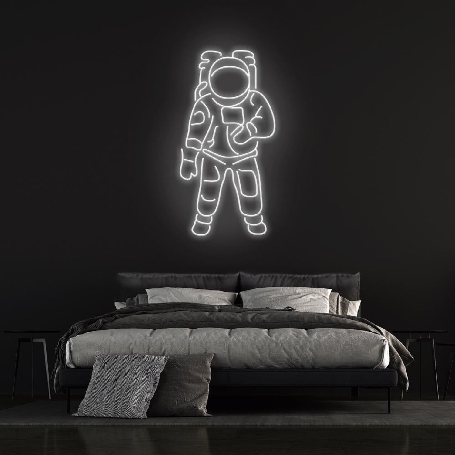 Astronaut White-Blue Led Neon Sign For Space-Themed Rooms Cafes | Shineneon