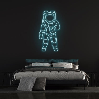 Astronaut White-Blue Led Neon Sign For Space-Themed Rooms Cafes | Shineneon