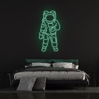 Astronaut White-Blue Led Neon Sign For Space-Themed Rooms Cafes | Shineneon