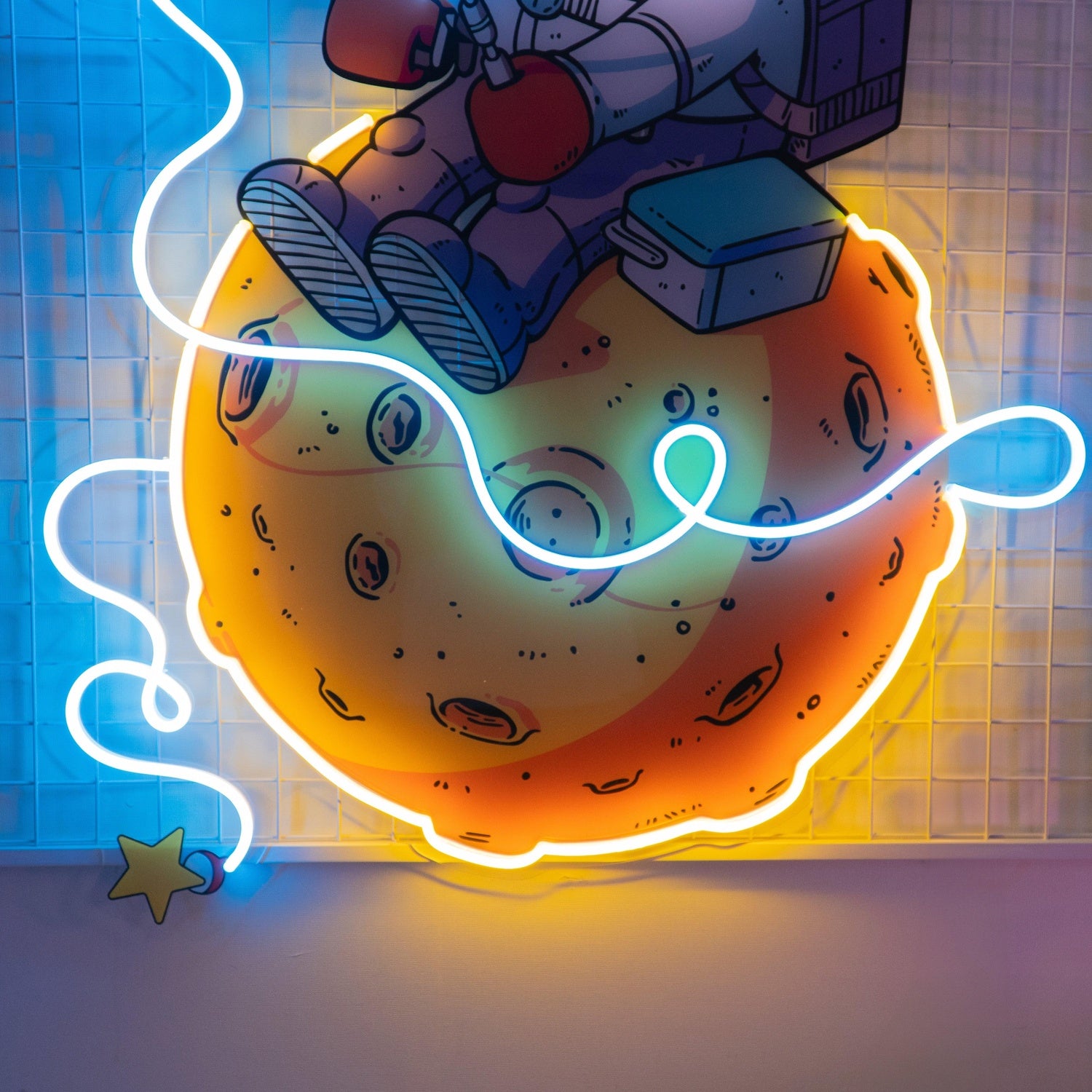 Astronaut With Giant Hot Dog Uv Printed Led Neon Sign For Indoor Space Decor | Shineneon