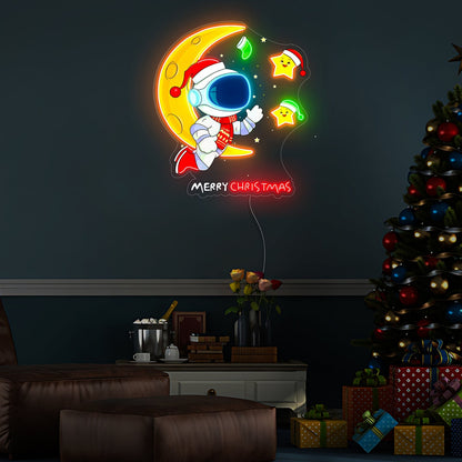 Astronaut with Moon Christmas Neon Acrylic Artwork | Shineneon