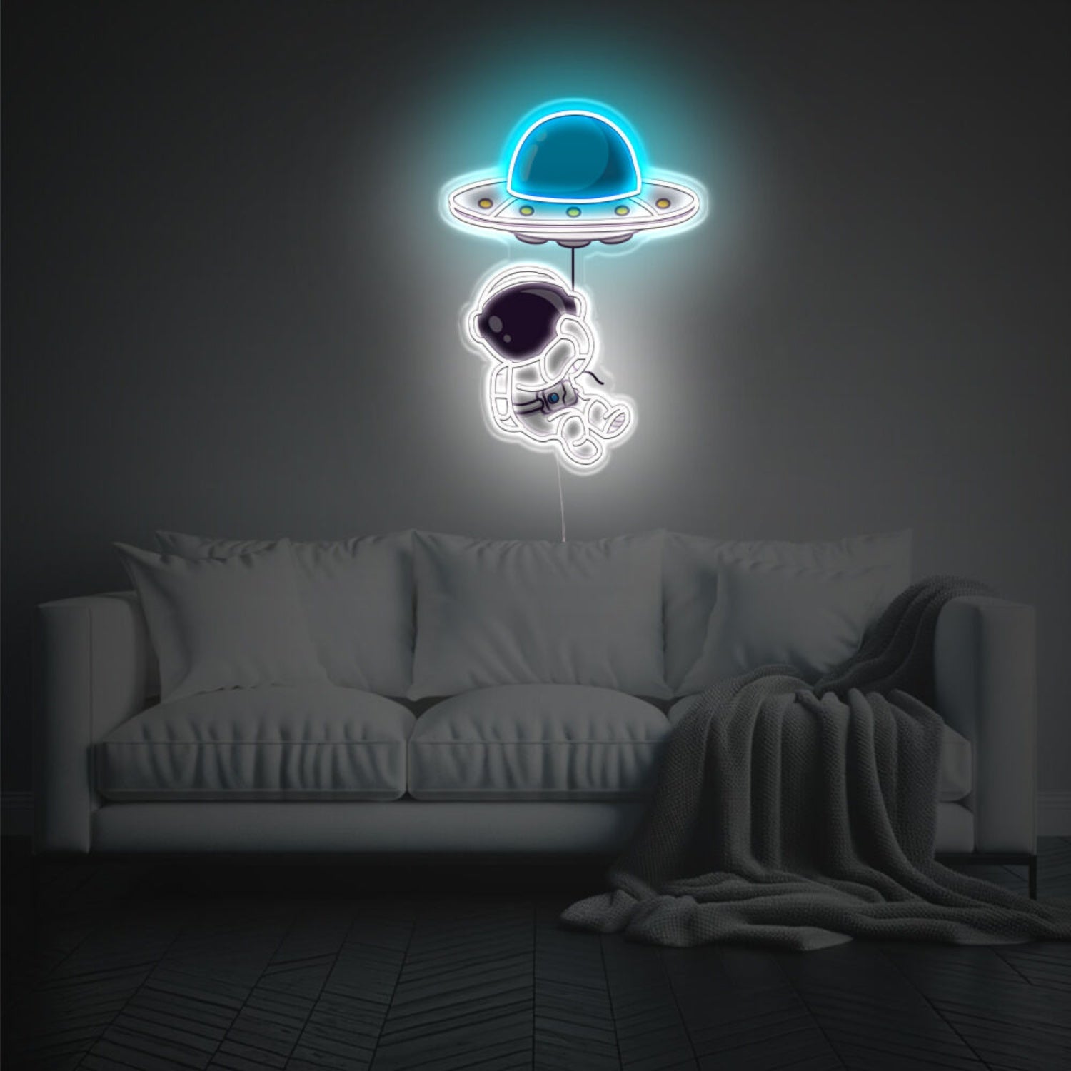 Astronaut With Ufo Led Neon Acrylic Artwork | Shineneon
