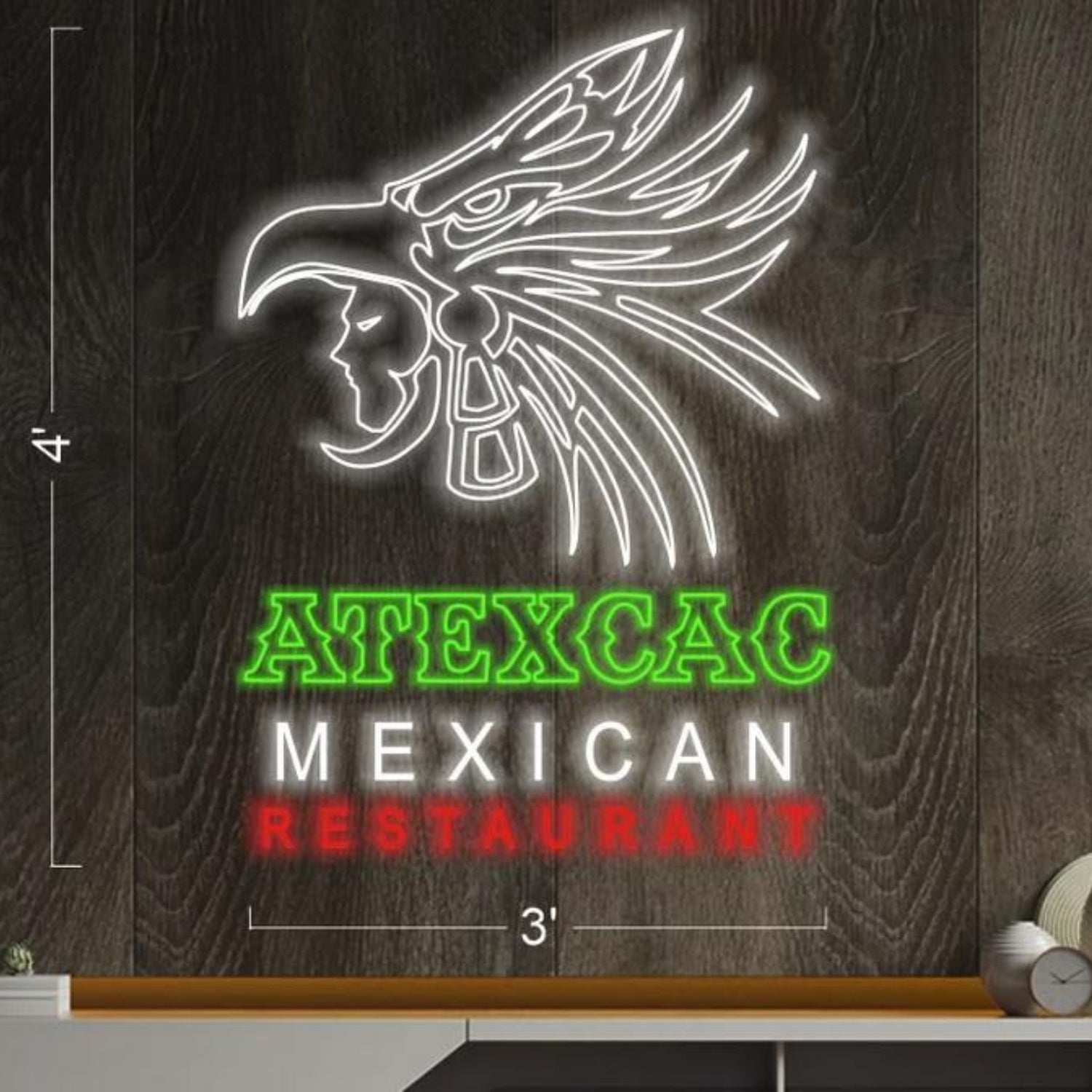Atexcas Mexican Eagle Tri-Color Led Neon Sign For Restaurant Wall Decor | Shineneon