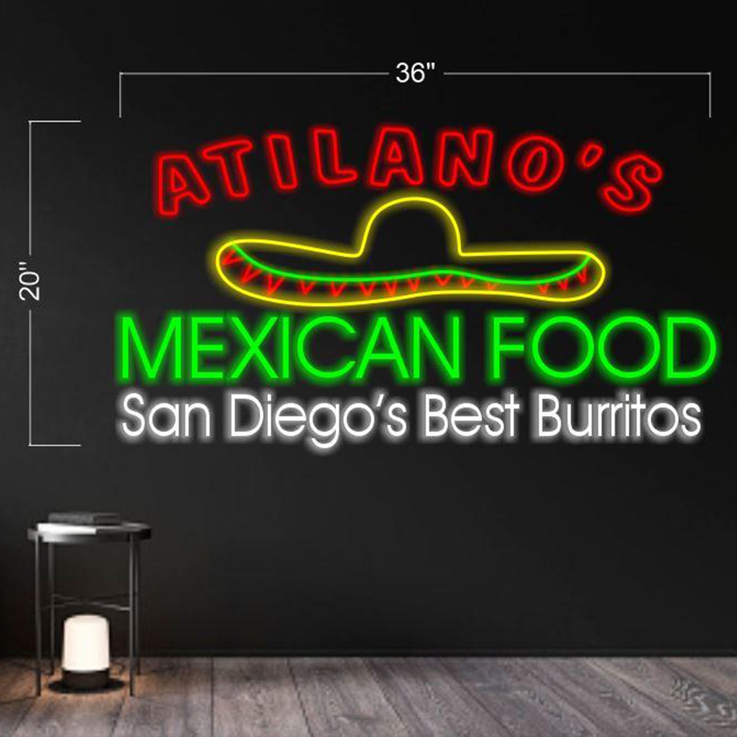Atilanos Mexican Food Sombrero Led Neon Sign For Restaurant Decor | Shineneon