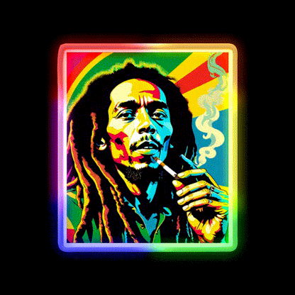 Atxlol One Love One Heart Hemp Inspired Green Leaf Led Neon Sign Rgb Color - LED neon sign close-up detail