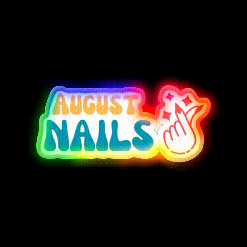 August Nails Trendy Graphic For Nail Salon Led Neon Sign Rgb Color - LED neon sign close-up detail