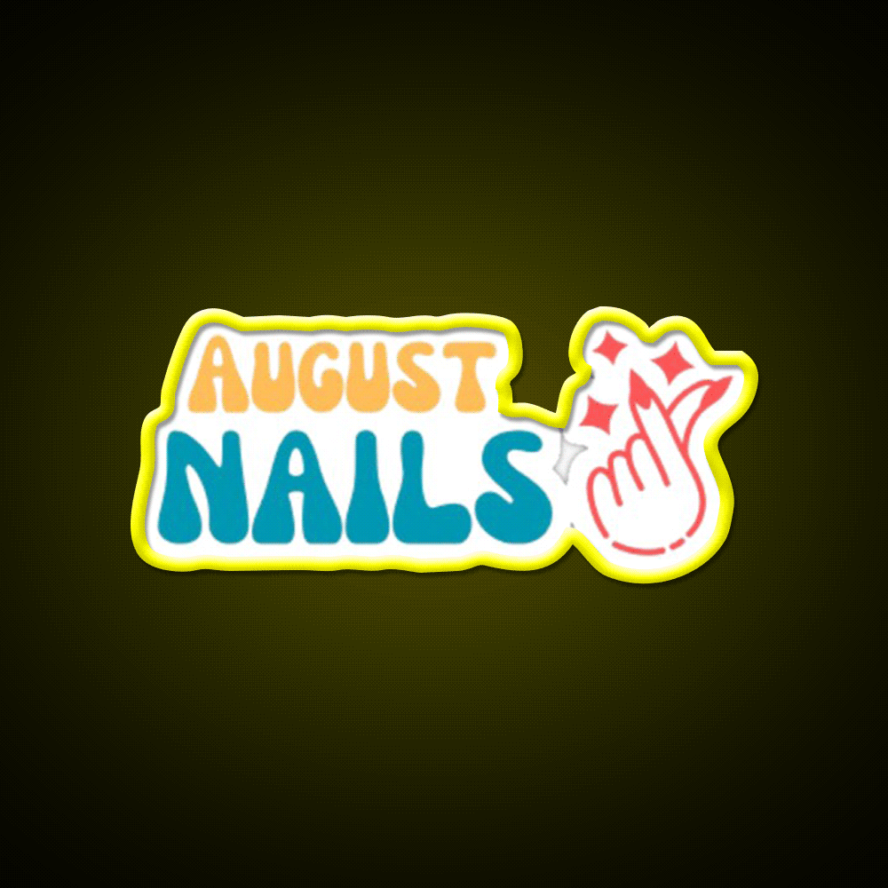 August Nails Trendy Graphic For Nail Salon Led Neon Sign Rgb Color - Custom LED neon sign front view