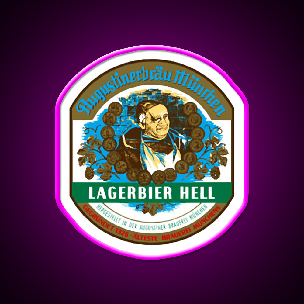 Augustiner Hell Beer Bar Decor Led Neon Sign Rgb Color - Neon sign mounted on wall in room