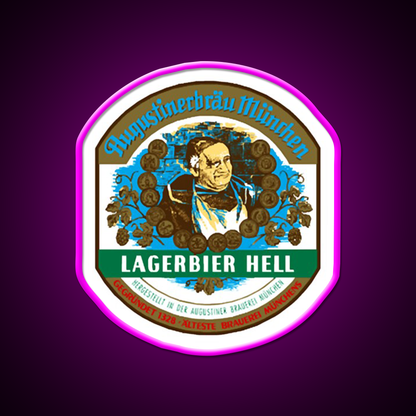 Augustiner Hell Beer Bar Decor Led Neon Sign Rgb Color - Neon sign mounted on wall in room