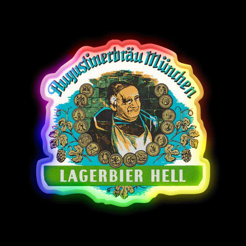 Augustiner Munich Beerlagerbier Hell Beer Bar Decor Led Neon Sign Rgb Color - LED neon sign close-up detail