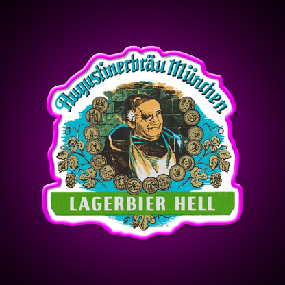 Augustiner Munich Beerlagerbier Hell Beer Bar Decor Led Neon Sign Rgb Color - Neon sign mounted on wall in room