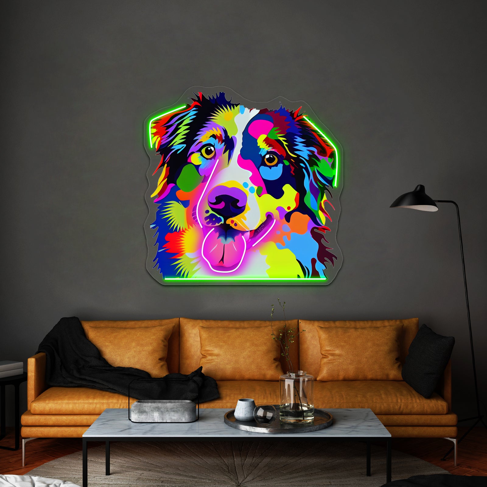 Australian Shepherd Pop Artwork Led Neon Sign