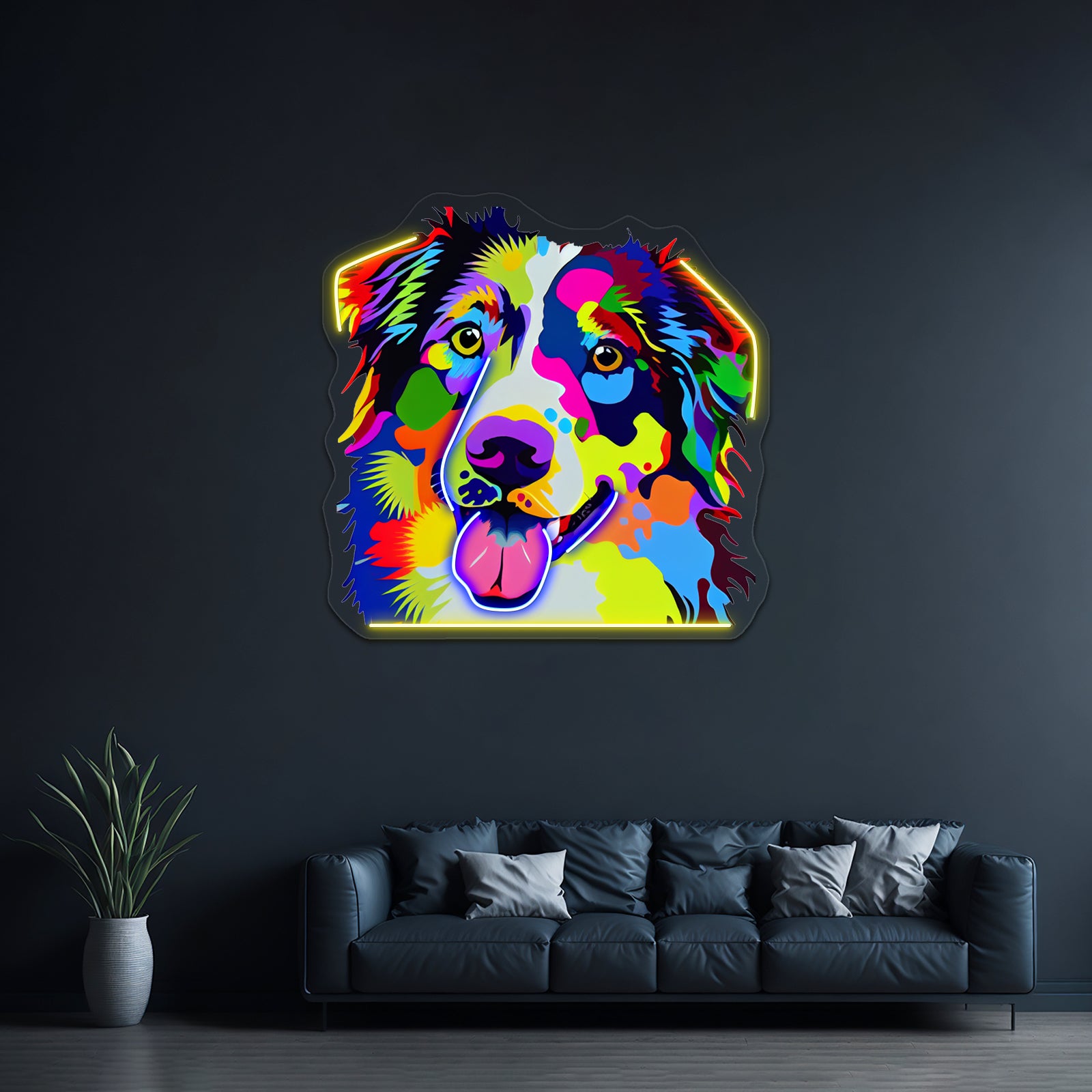 Australian Shepherd Pop Artwork Led Neon Sign